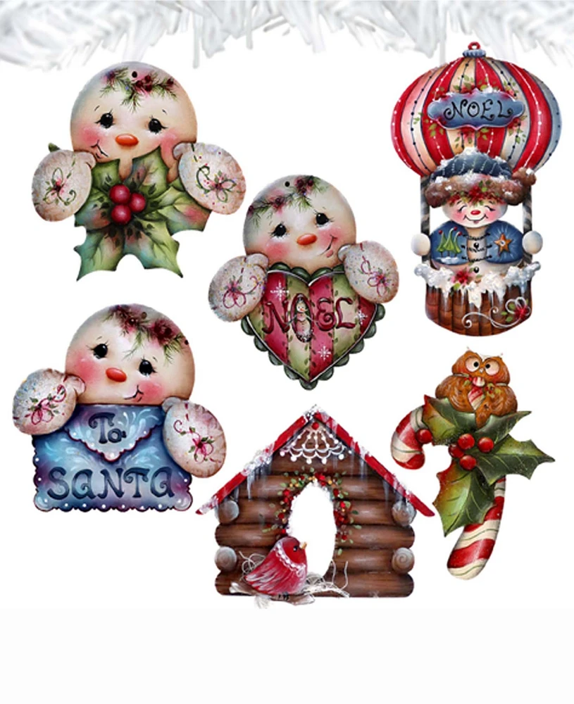 Designocracy Giggles and Gifts Christmas Wood Clip-On Ornaments Set of 6 J. Mills-Price