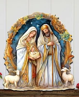 Designocracy Nostalgic Nativity Scene Christmas Wooden Wall Decor Door Decor G. DeBrekht