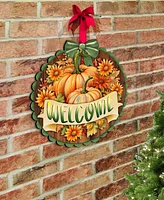 Designocracy Holiday Welcome Sign Wooden Door Decor Hanging Decoration Welcome G. DeBrekht