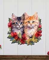 Designocracy Cute Kittens Christmas Wooden Door Hanger Door Decor G. DeBrekht