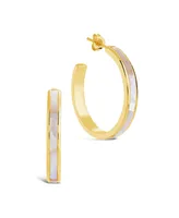 Sterling Forever Genuine Mother of Pearl Mishel Hoop Earrings