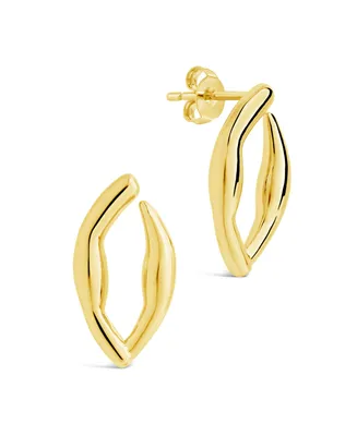 Sterling Forever 14K Gold Plated or Rhodium Oval Sharee Studs Earrings
