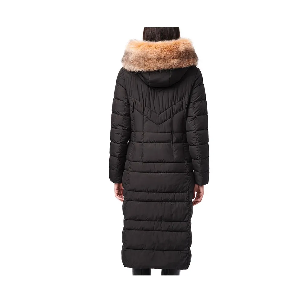 Women's Faux-Fur-Trim Maxi Wool Blend Wrap Coat