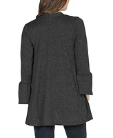 24seven Comfort Apparel Women's Three Quarter Bell Sleeve Open Cardigan Jacket