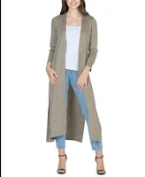24seven Comfort Apparel Women's Long Duster Open Front Knit Cardigan Jacket