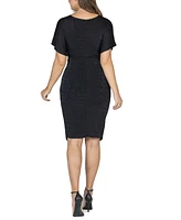 24seven Comfort Apparel Women's Short Sleeve V-neck Twist Front Dress