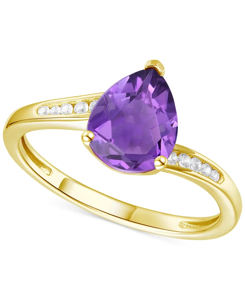 Amethyst (1-1/3 ct. t.w.) & Lab-Grown White Sapphire (1/10 Pear Swirl Ring 14k Gold