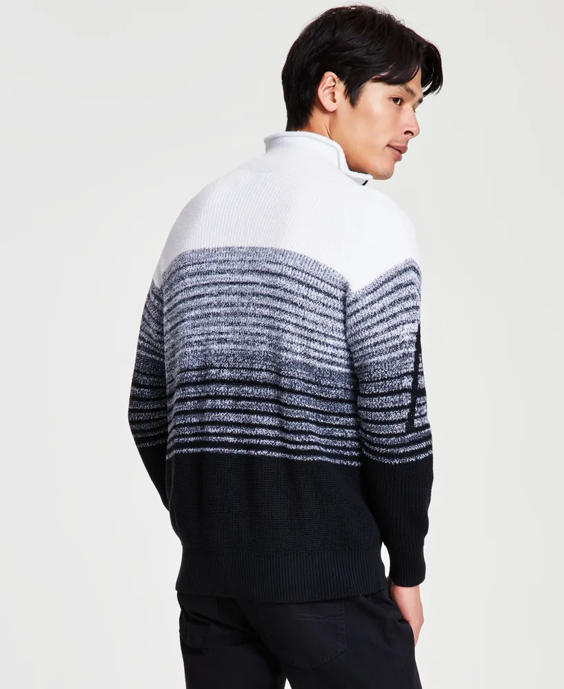 A|X Armani Exchange Men's Ombre Stripe Full-Zip Cardigan Sweater