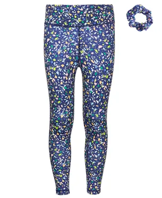 Id Ideology Big Girls Pebble-Print 7/8-Leggings and Scrunchy, 2 Piece Set, Created for Macy's