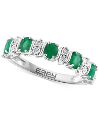 Effy Emerald (1-1/20 ct. t.w.) & Diamond (1/20 Ring Sterling Silver (Also Ruby Sapphire)