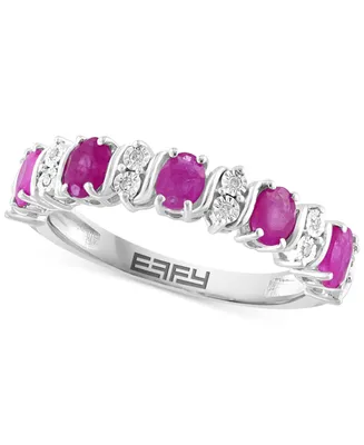 Effy Emerald (1-1/20 ct. t.w.) & Diamond (1/20 Ring Sterling Silver (Also Ruby Sapphire)
