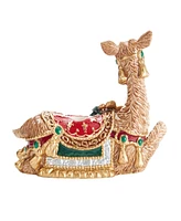 Fitz and Floyd Noel Holiday Resting Deer Candle Holder, 5.5-in