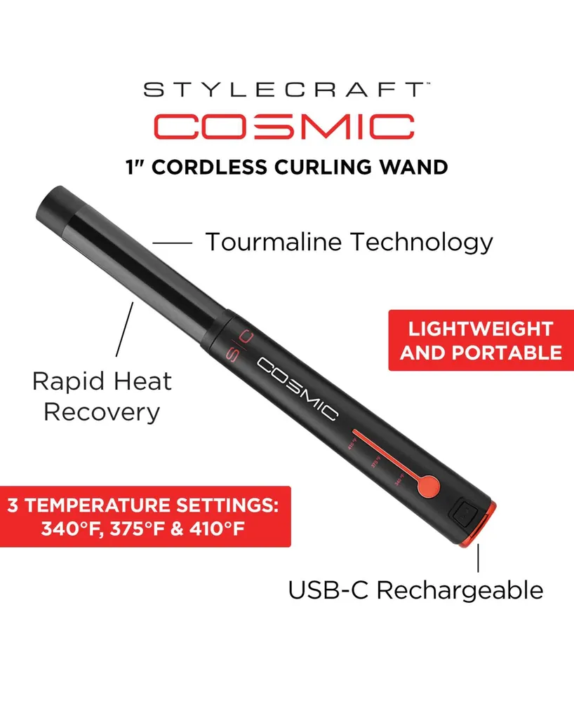 StyleCraft Professional 1" Cosmic Cordless Curling Wand