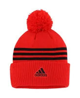 Men's adidas Red Ottawa Senators Locker Room Three Stripe Cuffed Knit Hat with Pom