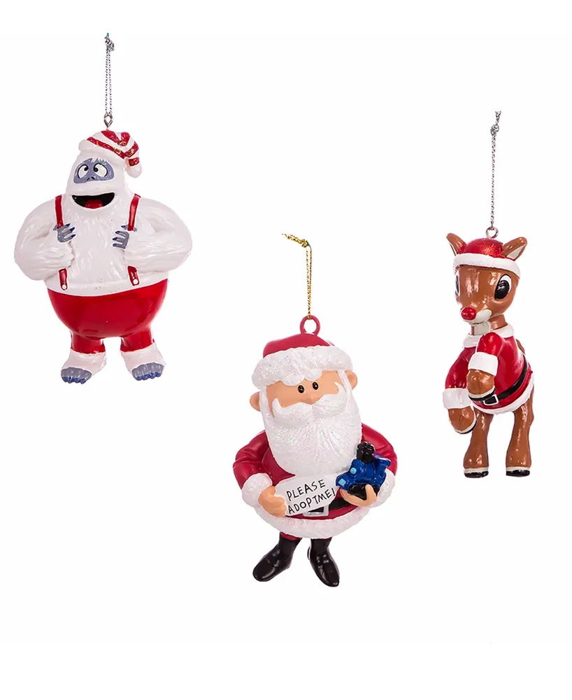 Kurt Adler Rudolph the Red Nose Reindeer Blow Mold Ornament, 3-Piece Set