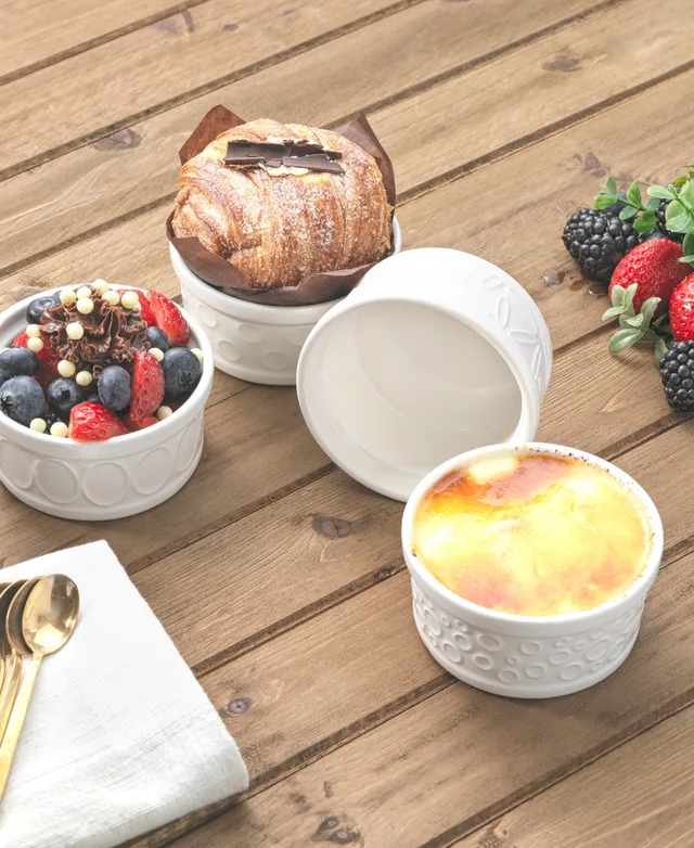 HomEdge Porcelain Ramekins Set Of 6 - 240ml Ice Cream & Creme Brûlée Bowls (Orange)-997525