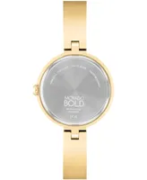 Movado Women's Bold Bangles Swiss Quartz Ionic Plated Light Gold-Tone 2 Steel Watch 28mm - Gold