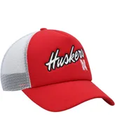 Men's adidas Scarlet Nebraska Huskers Script Trucker Snapback Hat