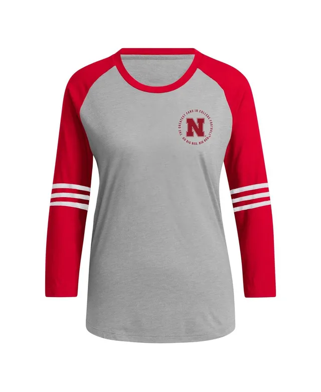 Women's adidas Gray Nebraska Huskers Vintage Stylin Pullover Sweatshirt