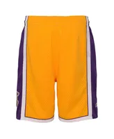 Big Boys Mitchell & Ness Gold Los Angeles Lakers Hardwood Classics Swingman Shorts