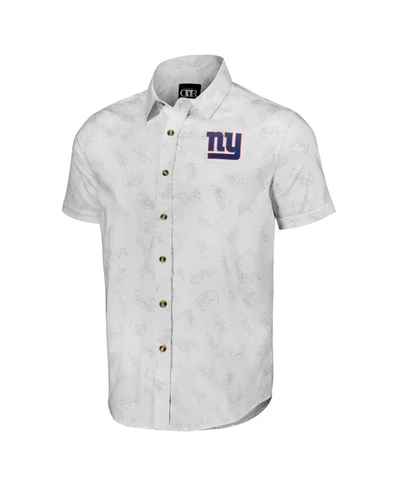 Men's Nfl x Darius Rucker Collection by Fanatics White New York Giants Woven Short Sleeve Button Up Shirt