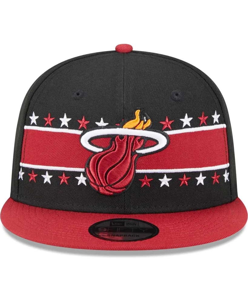 Men's New Era Black Miami Heat Banded Stars 9FIFTY Snapback Hat