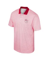 Men's Colosseum White Oklahoma Sooners Print Stripe Polo Shirt