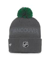 Men's Fanatics Charcoal Vancouver Canucks Authentic Pro Home Ice Cuffed Knit Hat with Pom