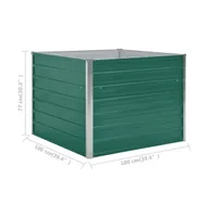 vidaXL Raised Garden Bed 39.4"x39.4"x30.3" Galvanized Steel Green