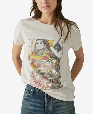 Lucky Brand Women's Cotton Queen Of Spades Boyfriend Tee