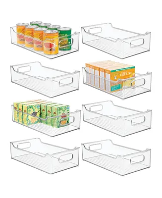 mDesign Wide Plastic Kitchen Storage Container Bin with Handles, 8 Pack - Clear