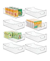 mDesign Wide Plastic Kitchen Storage Container Bin with Handles, 8 Pack - Clear