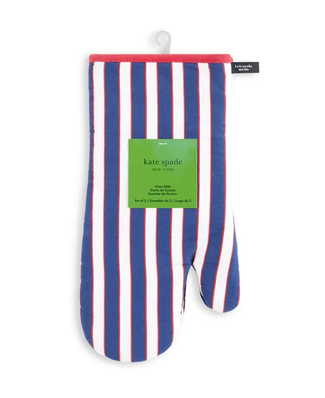 Martha Stewart Stripe Medallion Mini Oven Mitt Set, Blue, 2 Piece