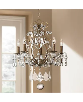 Vienna Full Spectrum Jolie Bronze Small Chandelier Lighting 19 1/2" Wide French Country Crystal Beaded 5
