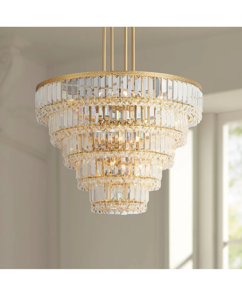 Vienna Full Spectrum Magnificence Soft Gold Pendant Chandelier 23 3/4 Wide  Modern Led 5-Tiered Clear Faceted Crystal Glass 15