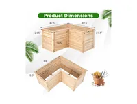 24 Inch L-Shaped Wooden Raised Garden Bed with Open-Ended Base-Natural