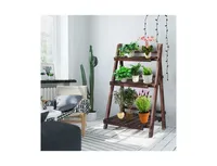 3 Tier Outdoor Wood Design Folding Display Flower Stand