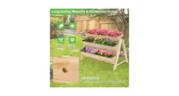 3 Tier Wooden Vertical Raised Garden Bed with Storage Shelf