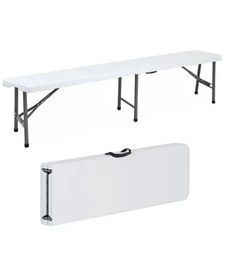 Sugift 6 ft Plastic Folding Bench Portable Indoor Outdoor Bench in White