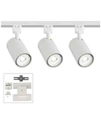 Pro Track 3-Head 15W Led Ceiling Track Light Fixture Kit Floating Canopy Spot-Light Dimmable Adjustable White Modern Industrial Cylinder Kitchen Bathr