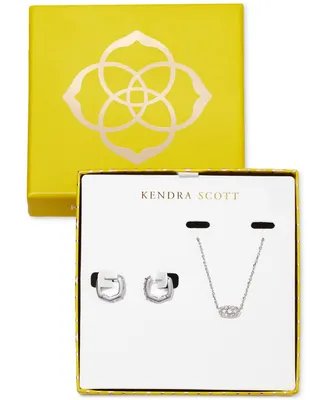 Kendra Scott Silver-Tone 2-Pc. Set Crystal Pave Pendant Necklace & Small Huggie Hoop Earrings