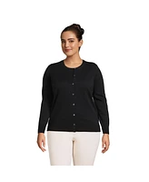 Lands' End Plus Fine Gauge Cotton Cardigan Sweater