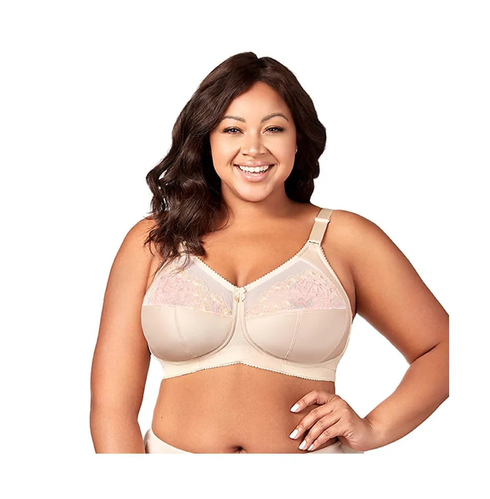 Elila Embroidered Microfiber Soft Cup Bra in White