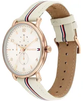 Tommy Hilfiger Women's Multifunction Beige Leather Watch 40mm