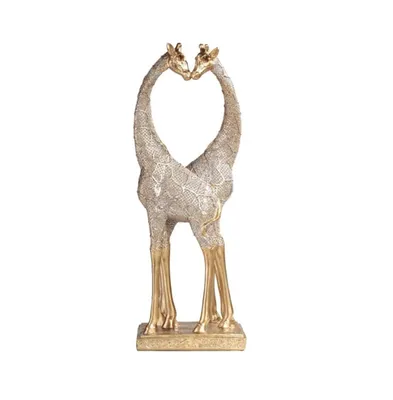 Fc Design 13.75"H Two Giraffes Couple with Heart Shaped Figurine in Gold Finish Home Decor Perfect Gift for House Warming, Holidays and Birthdays