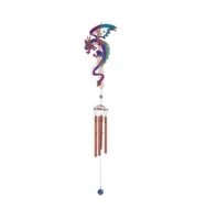 44" Long Purple/Blue Dragon with Sword Wind Chime with Copper Gem
