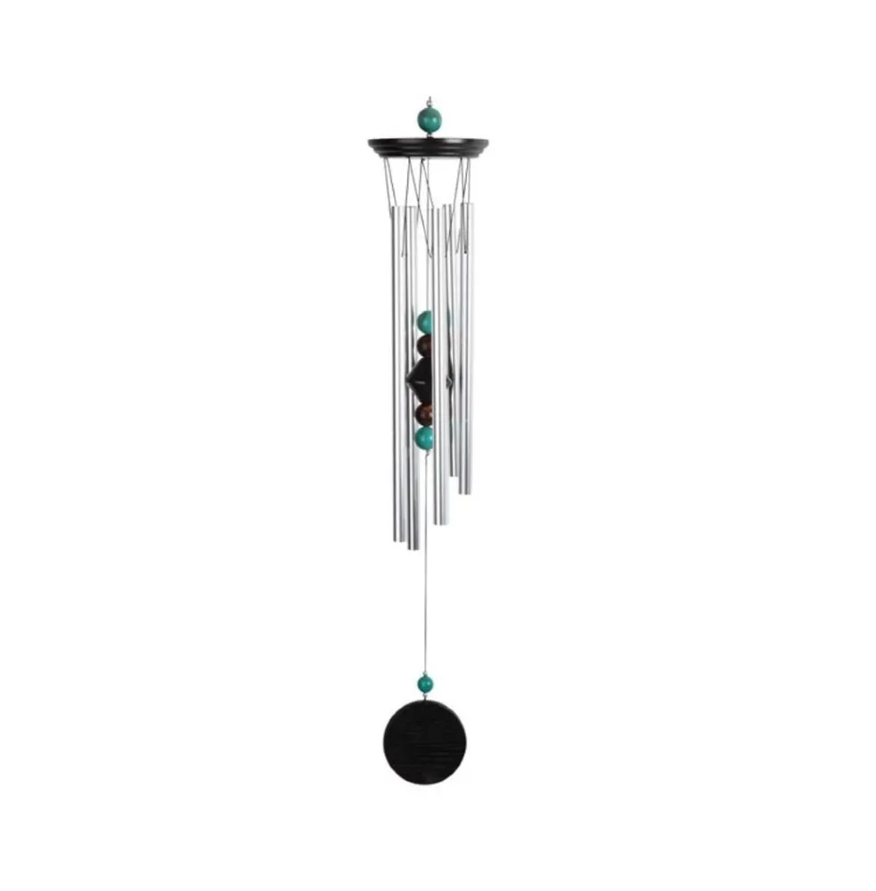 24" Long Wooden Top Geode Beads Wind Chime