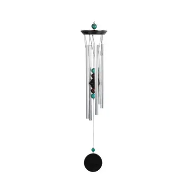 24" Long Wooden Top Geode Beads Wind Chime