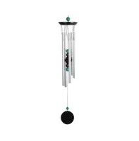 24" Long Wooden Top Geode Beads Wind Chime