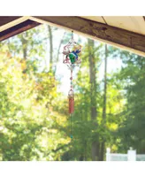 33" Long Hummingbird Copper and Gem Wind Chime with Candle Holder